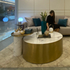 Modern Living Room Round Coffee Table Stainless Steel Marble Side Table