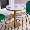 Contemporary Simple Style Coffee Table Gold Chromed Base Round White Marble Top Restaurant Dining Table