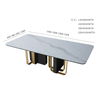 Modern Italian Style Solid Wood and Stainless Steel Leg Marble Stone Top Dining Table