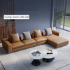 Italian Minimalist Sofa Set Villa Home Living Room Furniture Leather Modular Couch Corner L-shaped Sofa