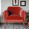 Modern Luxury Sofa Chair Red Metal Leg Velvet Fabric Office Sofa Suite Apartment Beauty Salon Hotel Lobby Bedroom Single Person