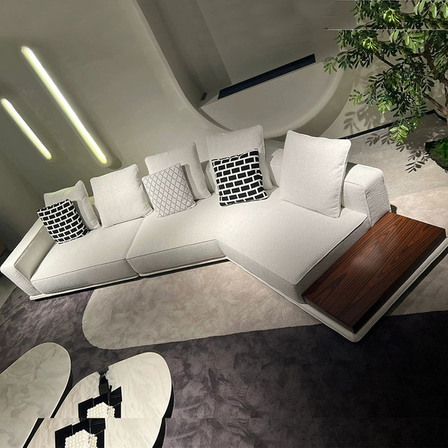 Light Luxury Italian Minimalist Horizon Cotton Linen Fabric Living Room Furniture Household Couch Sofas Sectionals Sofa Set