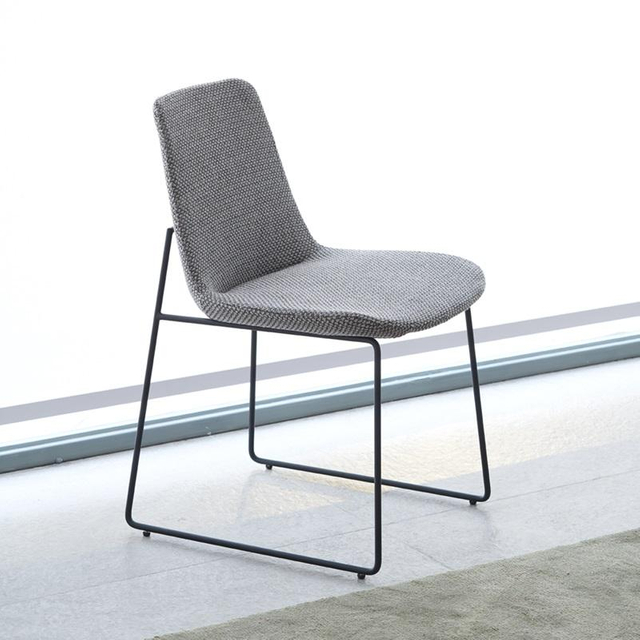 Italian Metal Fabric Dining Chair Hotel High Quality Cushioned Blue Dining Chair