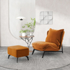 Modern Soft Upholstered Metal Leisure Lounge Armchair Curved Velvet Wing Chair Hotel Living Room Bed Room Chair