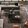 Modern Luxury Living Room Round Stainless Steel Marble Coffee Table Set