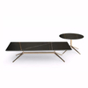 Modern Luxury Living Room Round Stainless Steel Marble Coffee Table Set