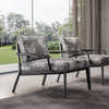 Modern Luxury Leather Fabric Frame Metal Leisure Chair Low Armrest New Design Hotel Living Room Single Sofa