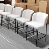 Modern Luxury Design Leather Back and Linen Fabric Cushion High Dining Chair Hotel Restaurant bar Chairs