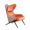 Chinese Supplier Living Room Armchair Iron Metal Frame Orange Hotel Leather Covers
