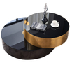 Modern Luxury Table Stainless Steel Gold Toughened Glass Black Hotel Living Room Coffee Table