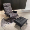 Italian Minimalist Hotel Villa Living Room Modern Lounge Stainless Steel Fabric Swivel Leisure Chair Single Sofa Accent Chair