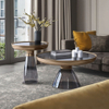Modern Coffee Table Set Luxury Hotel Apartment Showroom Furniture Side Table Round Design Glass Tea Table for Living Room