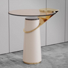 Modern Luxury Creative Glass Coffee Table Living Room Hotel Apartment Stainless Steel Leather Art Negotiation Side Table