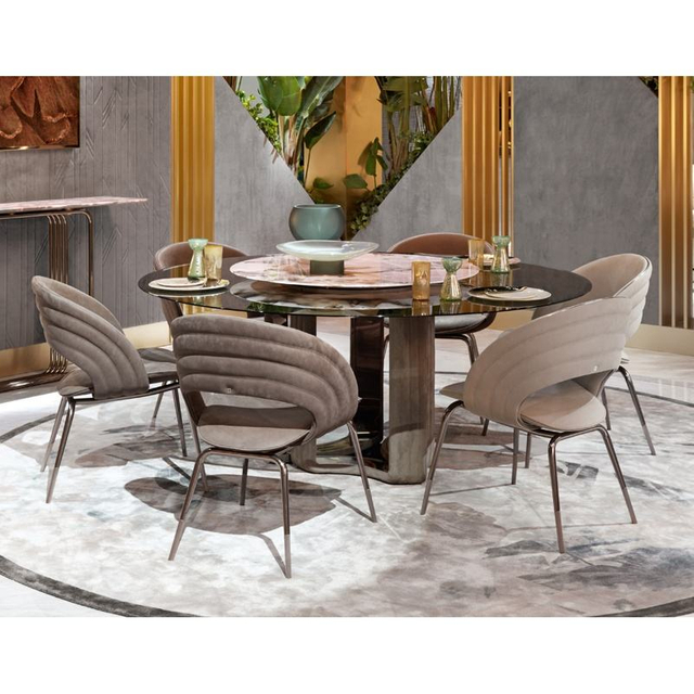 Italian Style Design Restaurant Coffee Backrest Stainless Steel Metal Legs Velvet Leisure Dining Chair