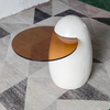 Luxury Art Creative Corner Table Cement Concrete Tempered Glass Modern Round Ornament Side Table