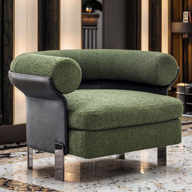 Italian design single sofa armchair living room velvet fabric Sectional three seater sofa Hotel lobby couch