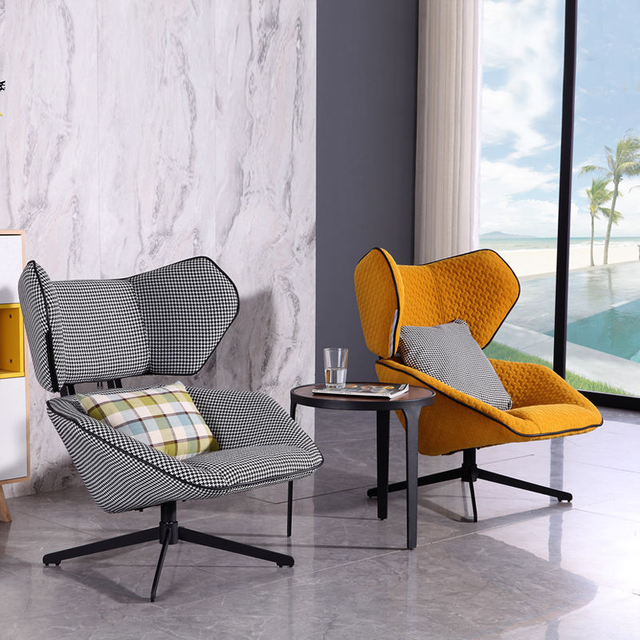Modern Simple Metal Cloth Art Rotating Armchair Single-person Living Room Furniture