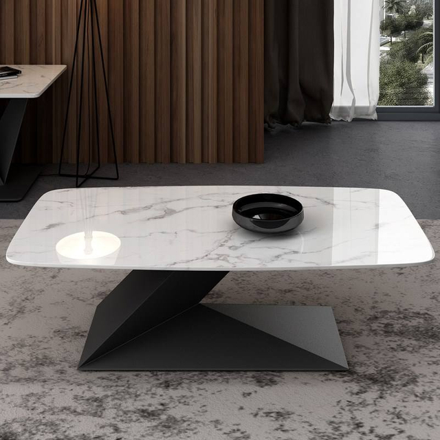 European Modern Living Room Furniture Tea Table Stainless Steel Marble Center Coffee Table