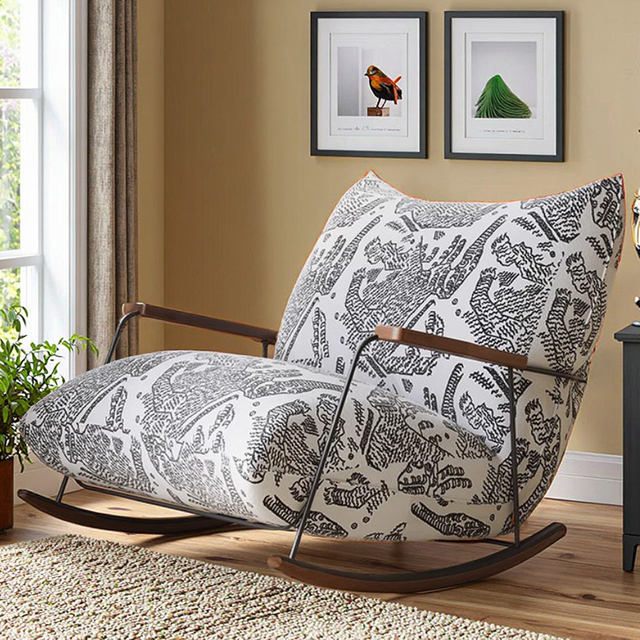 Design moderne personne seule loisirs salon chaise &agrave; bascule Villa salon meubles balcon encre lavage tissu paresseux canap&eacute;