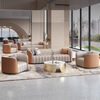 Luxury Italian Leather Sofa Set Living Room Furniture Relax Modern Hotel Commercial Space Straight Couch 3-seater Sofa