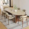 Nordic Retro 6-Seater Dining Table Chair Set Modern Design Walnut Wood with Chair for Kitchen and Restaurant Furniture