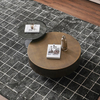 Modern New Design Coffee Table Bronze Metal Round Tempered Glass Tea Table Set Hotel Living Room Furniture