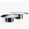 Modern Stainless Steel Coffee Table Chinese Natural Panda White Marble Drop-Shaped Creativity Design Office Home Central Table