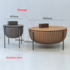 Nordic Modern Italian Simple Palm Rattan Metal Leather Home Hotel Villa Apartment Living Room Coffee Table Set
