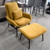 Modern Design Lounge Chair with Footrest Metal Frame Velvet Fabric Leisure Chair Armchair for Living Room Hotel Bedroom Rest