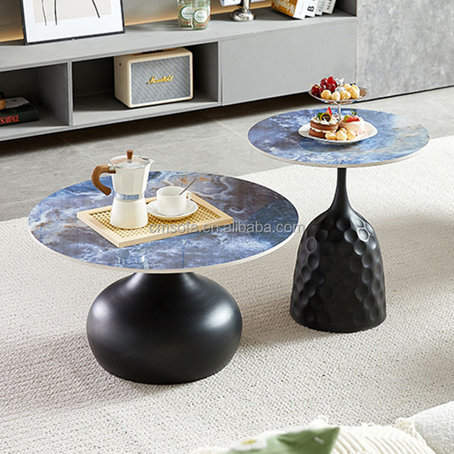 Modern Coffee Table Round Creative Design Marble Bed Side Tables Luxury Living Room Furniture Set Tea Tables