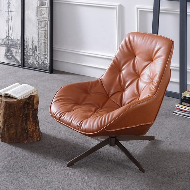 New Style Modern Living Room Fashion Hotel Synthetic Leather Leisure Chair Revolving Swivel Lounge Chair