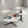 Modern Marble Coffee Table Metal Leg Marble Top Rectangular Round Table
