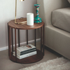 New Arrival Simple Design Side Tea Coffee Table Living Room Wood Round 2 Shelves Tea Table