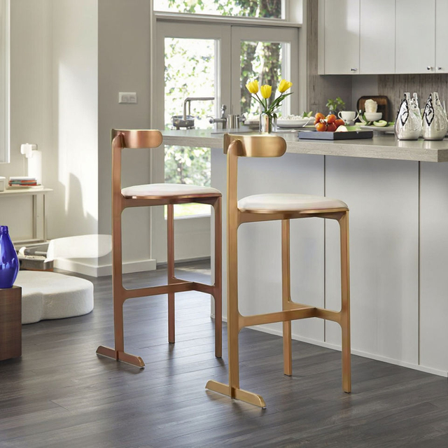 Luxury Gold Stainless Steel bar Chairs Villas Home Kitchens Hotels Cafes High Stools