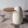 Luxury Art Creative Corner Table Cement Concrete Tempered Glass Modern Round Ornament Side Table