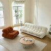 Minimalist Modern Lamb Velvet Single Sofa and Lazy Chair Set White Casual Luxury Living Room Furniture Sectional Couch