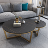 Luxury Round Coffee Table Sets Modern Living Room Stainless Steel Furniture Marble Rock Slab Coffee Table