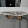 Luxury High-quality Modern Design Dining Table Home Furniture Villa Restaurant Kitchens Stainless Steel Marble Rock Slab Table