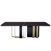 Modern Italian Style Solid Wood and Stainless Steel Leg Marble Stone Top Dining Table