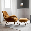 Modern Leisure Easy Chair European Upholstered Velvet Fabric Relax Lazy Easy Arm Wood Feet Hotel Living Room Lounge Chair