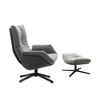 Modern Style Home Hotel Office Furniture China Factory PU Leather Grey Color Fabric Rotatable High Backrest Lounge ArmChair