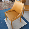 Modern Dining Room Chair Orange Saddle Leather Dining Chair