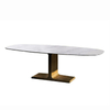 Modern Hotel Dining Room Furniture Rectangular Marble and Stainless Steel Metal Leg Dining Table