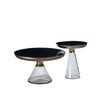 Modern Nordic Luxury Home Furniture Style Glass Base Stainless Steel Champagne Gold Plating Bell Center Side Coffee Table