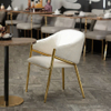 Golden Stainless Steel Luxury Hotel Chair Modern Restaurant Cafe Furniture White Velvet Dining Chair