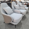 Minimalist Sofa Chair Stainless Steel Fabric Armchair with Foot Pedal Pedicure Chair Living Room Chair