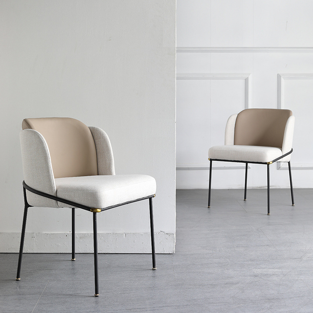 Modern Dining Room Furniture Italian Design Fabric Decoration Metal Leg Dining Chair White