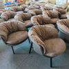 Modern Minimalist Design Armchair Living Room Furniture Metal Genuine Leather Velvet Sofa Chair Hotel Down Leisure Lounge Chair