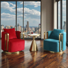 Italian Luxury Stainless Steel Armchair Living Room Lounge Leisure Chair Home Furniture Modern Rotatable Velvet Single Chair