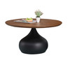 Modern Classical Black Iron Art Solid Wood Round Coffee Table Luxury Simple Rock Beam Living Room Side Table